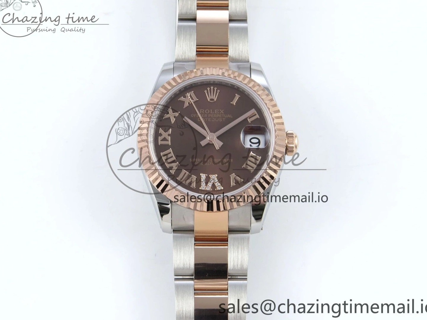 0216 DateJust 31 278271 ARF 1:1 Best Edition 904L Steel Brown Roman Diamonds Dial on SS RG Oyster Bracelet ETA SmartChoice 520